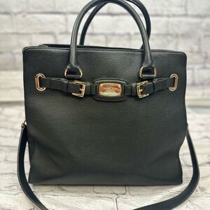 Michael Kors Hamilton Large Black Pebbled Leather Tote Shoulder/Crossbody Straps
